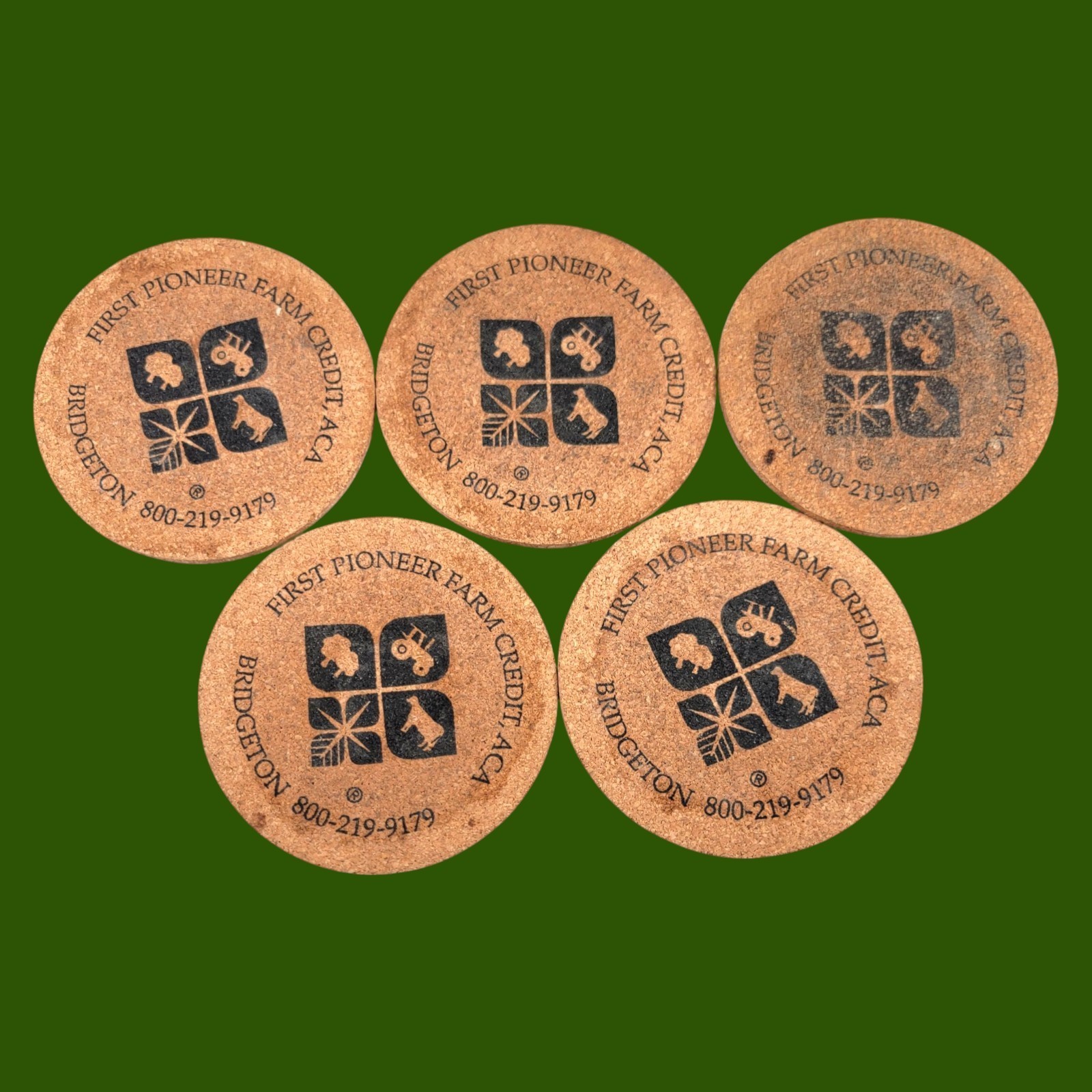 First Pioneer Farm Credit ACA Cork Coasters Bridgeton NJ Lot 13 Advertising Farm