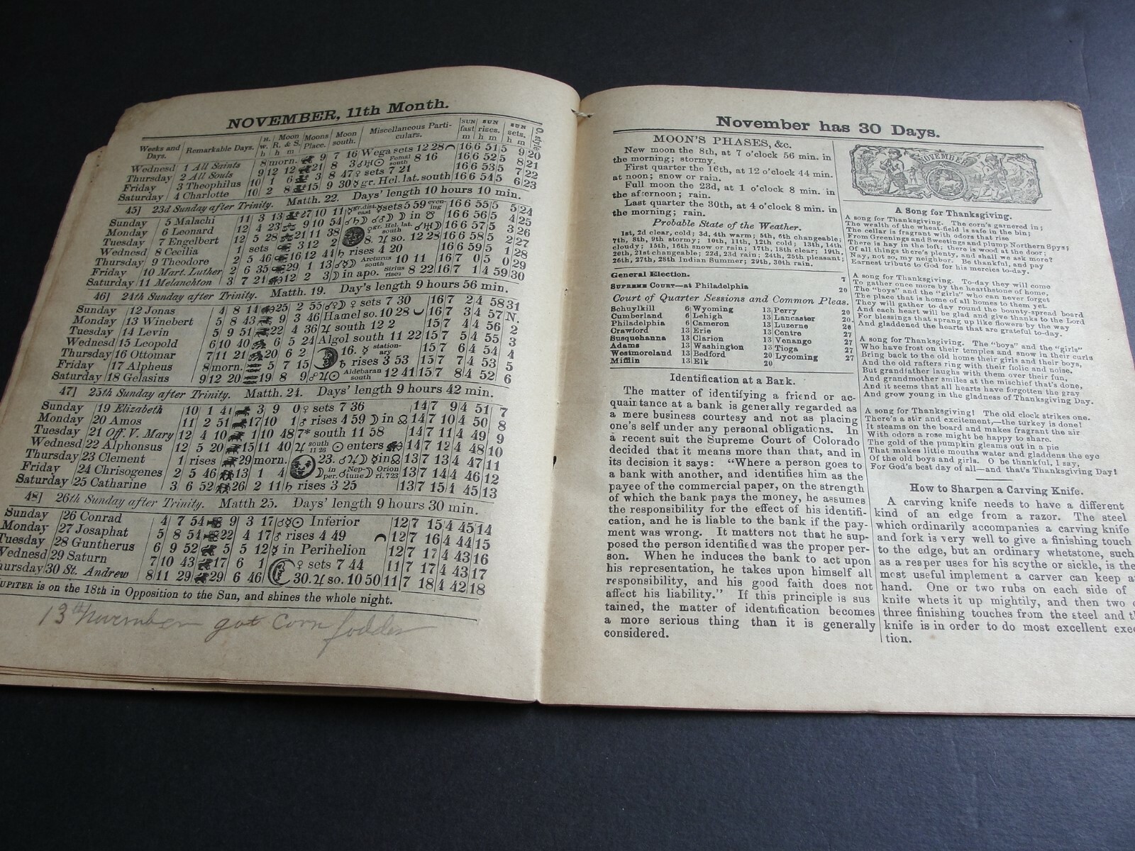 Agricultural Almanac John Baer&rsquo;s Sons Lancaster PA Pennsylvania 1893 VOL. 68.