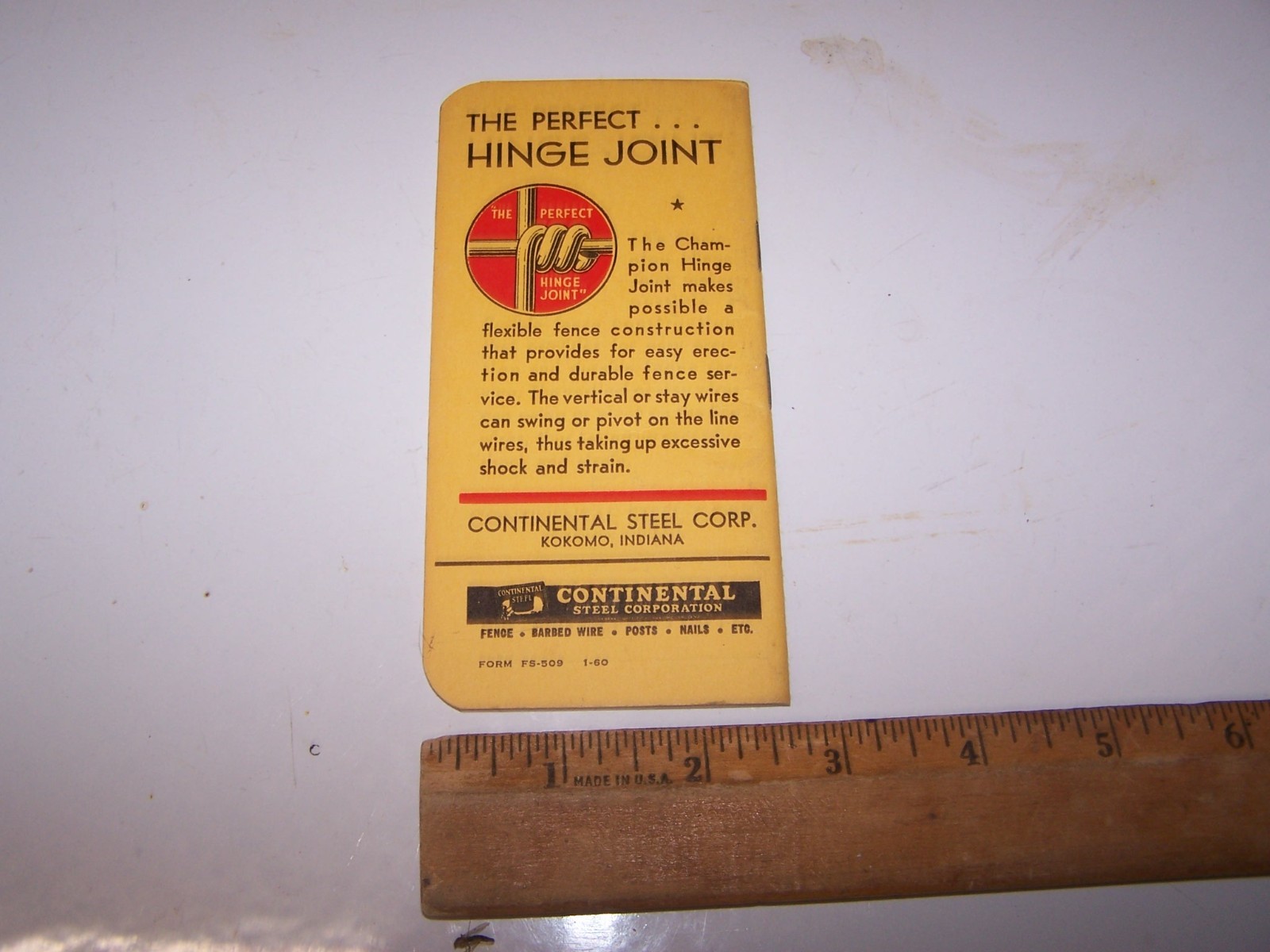 1960 CONTINENTAL FENCE CORP Pocket Note Book KOKOMO INDIANA