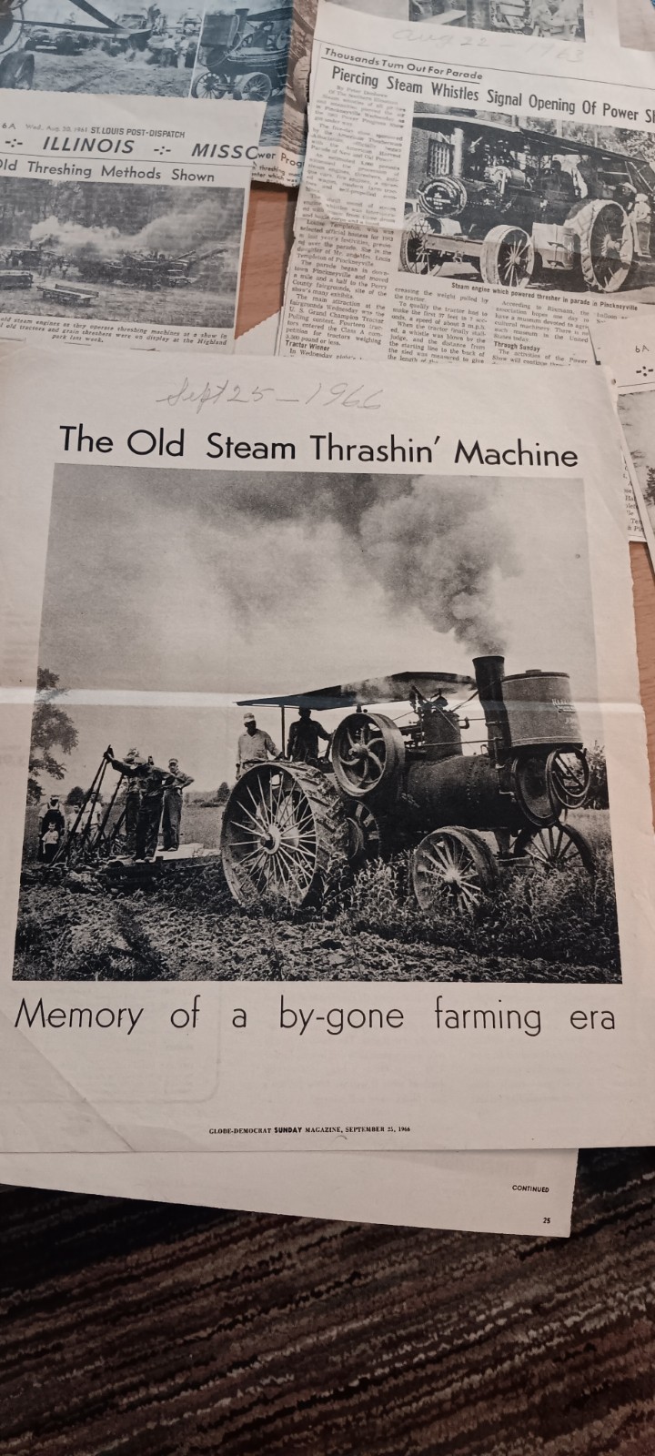 Collection Of Old Newspaper Articles Thresher Machines & Tractors From The 1960s