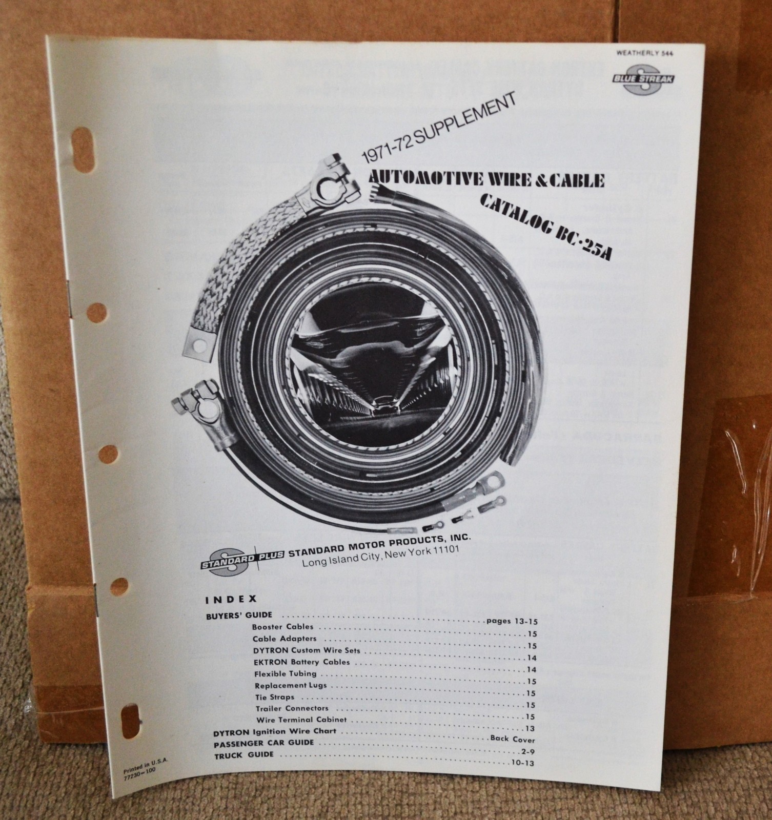 VTG 1972 Blue Streak Standard Automotive Wire & Cable Catalog BC-25A