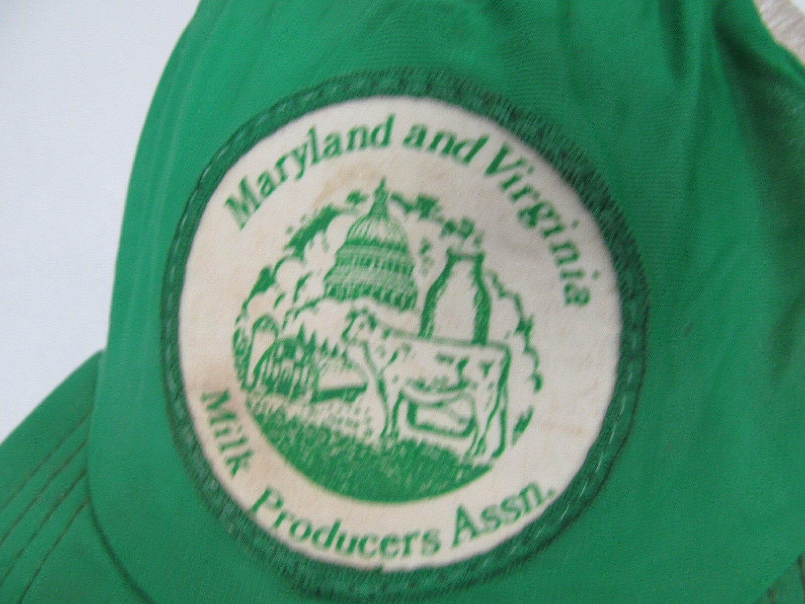Vintage Snapback Cap Trucker Hat Green Maryland & Virginia Milk Producers Dairy