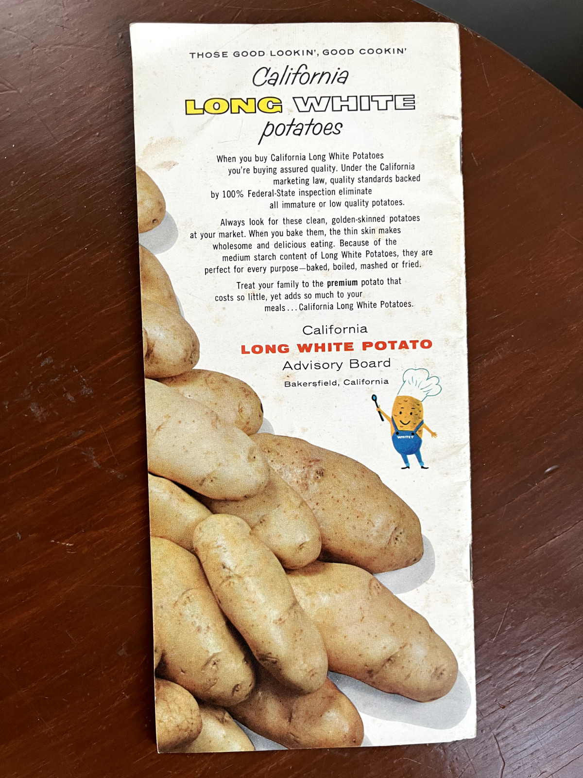 VTG 1966 MCM Advertising California Potato Mealtime Magic Long White Potato