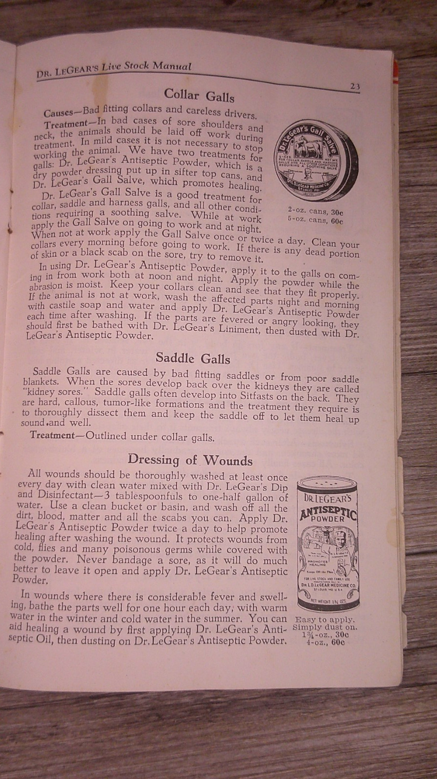 Dr. LeGear&rsquo;s livestock manual treatment of animals lots advertising 8O