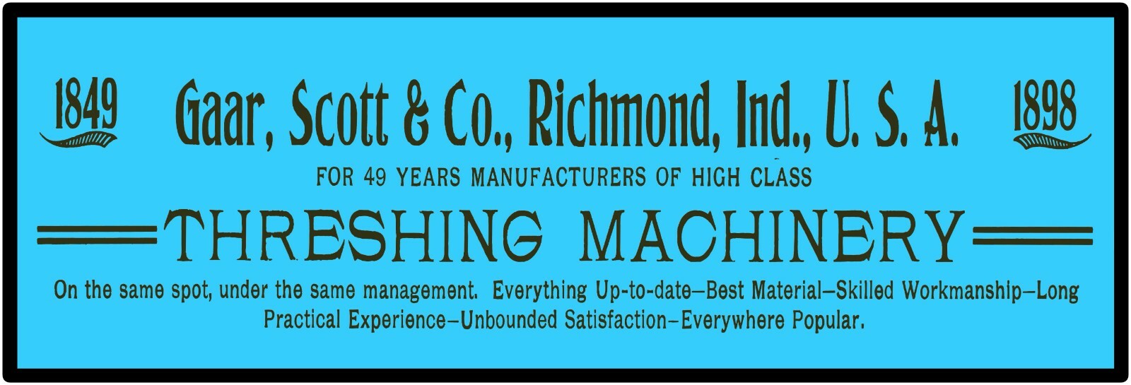 Gaar Scott Threshing Machinery Sign 12&Prime; x 36&Prime; USA STEEL XL Size – 4 POUNDS!