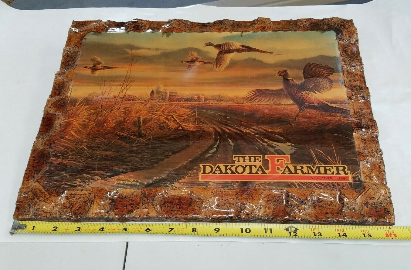 The Dakota Farmer ~Terry Redlin Pheasant Farm Scene Decoupage Paper Print ~1980