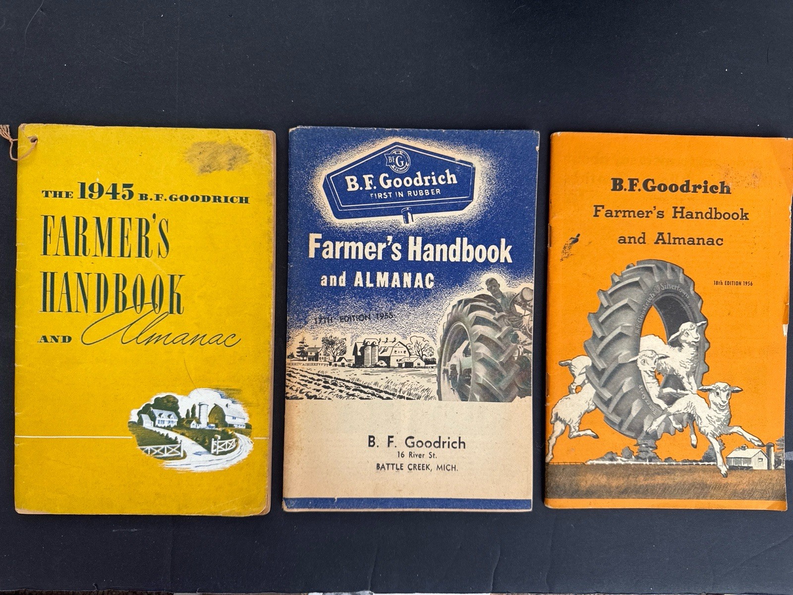 B.F. Goodrich Farmer’s Handbook & Almanac Lot 1945 1955 1956 VTG