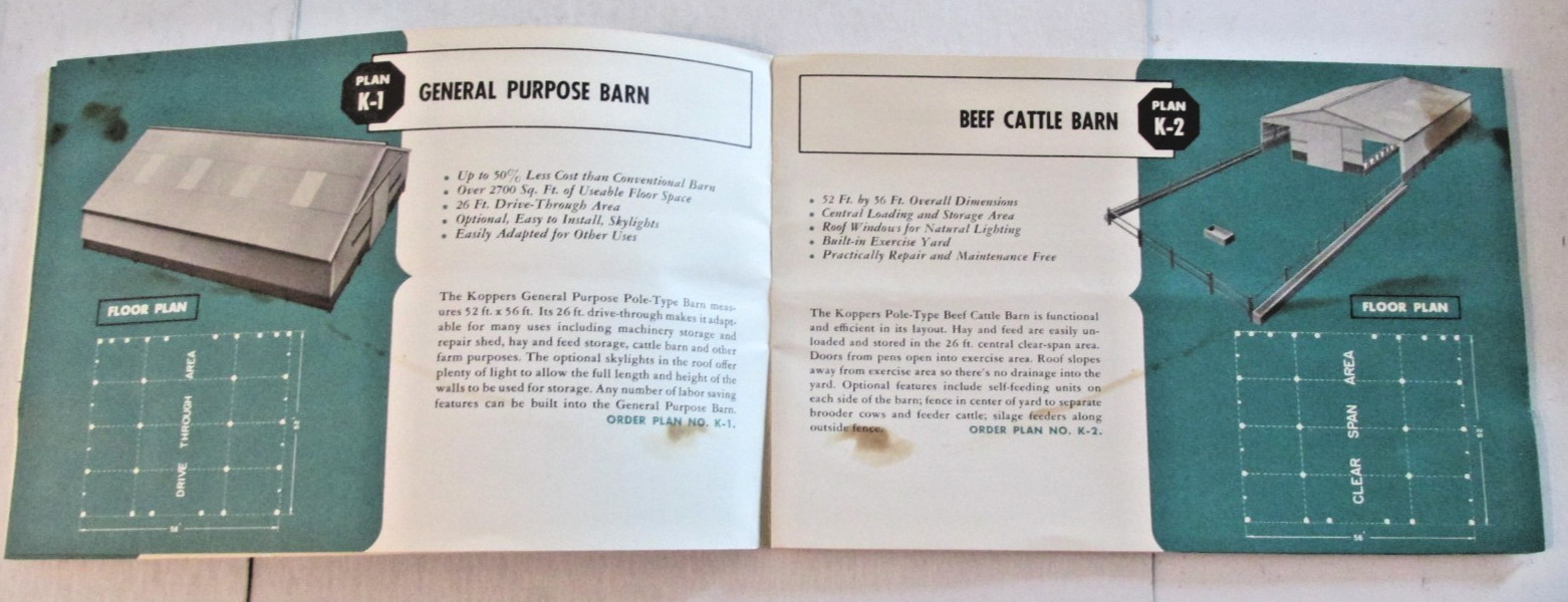 VTG 1955 Koppers Pole-Type Farm Buildings Brochure Pole Barns Bellingham WA 16p
