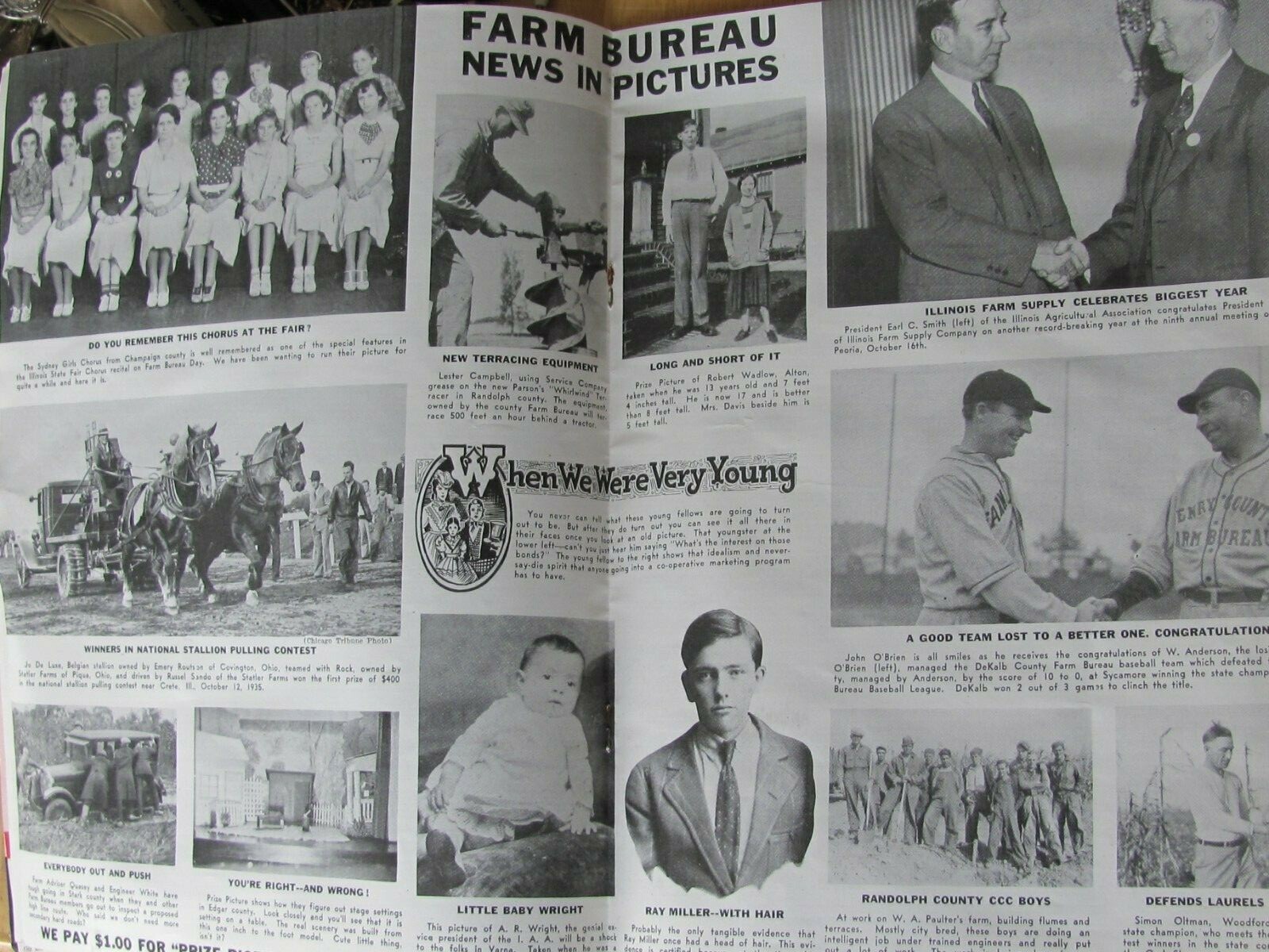 1935 MAGAZINE ILLINOIS AGRI ASSN ( FARM BUREAU – FARM SUPPLY GROUP) , BASEBALL