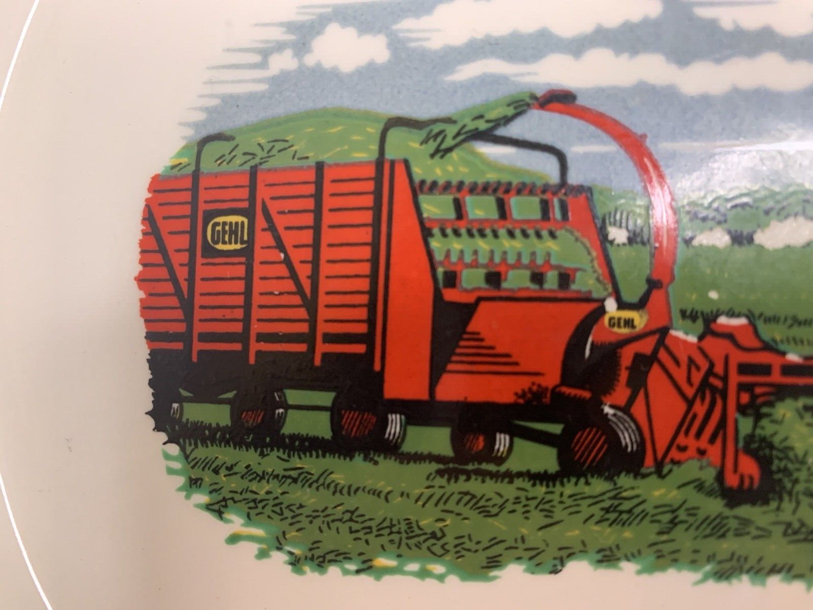 Gehl Dish 100 Anniversary Nuts Candy Ashtray 1959 White Ceramic Farm Scene