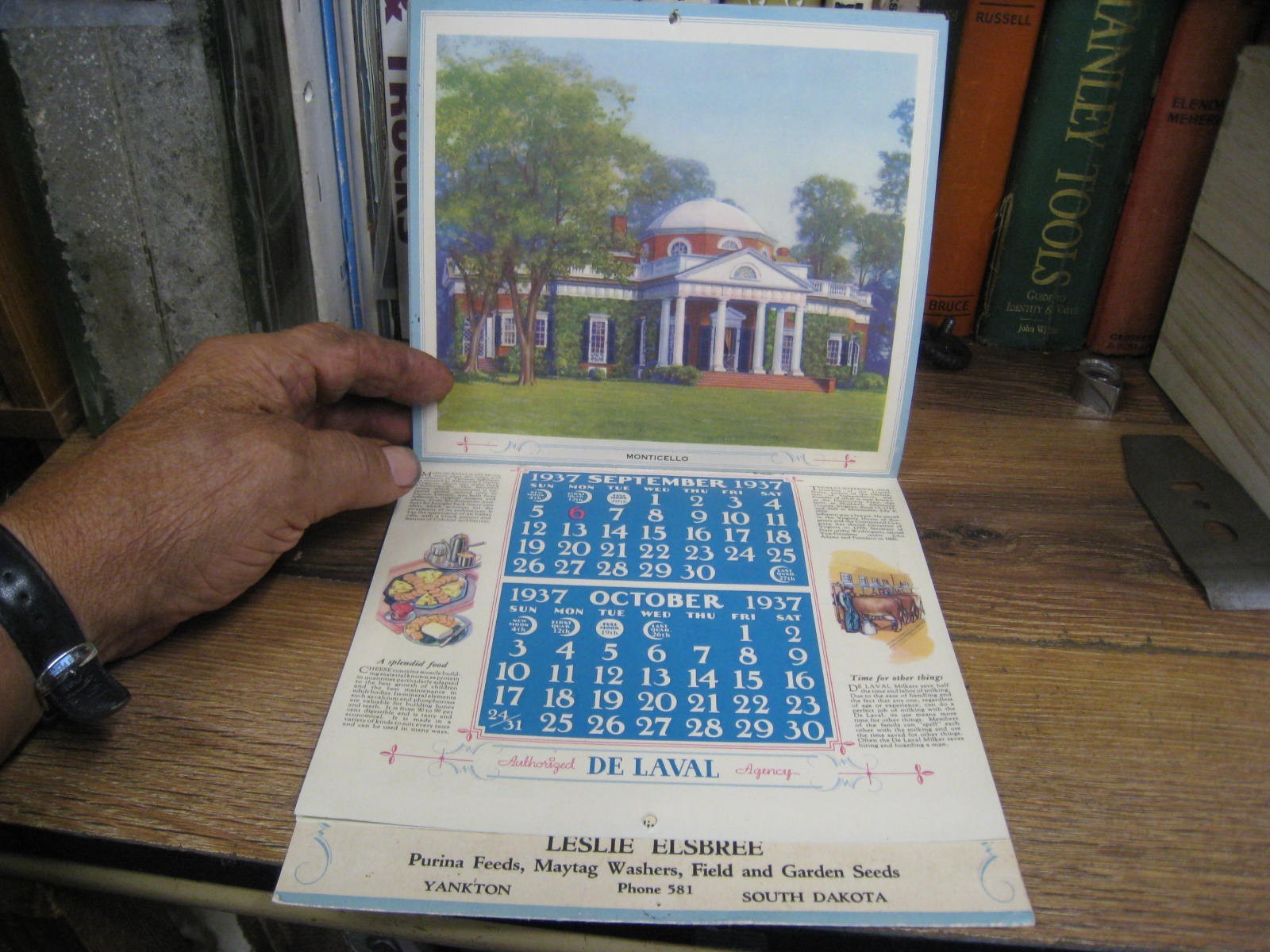 1937 De Laval Cream Separators Graphic WALL Calendar L ELSBREE YANKTON S D