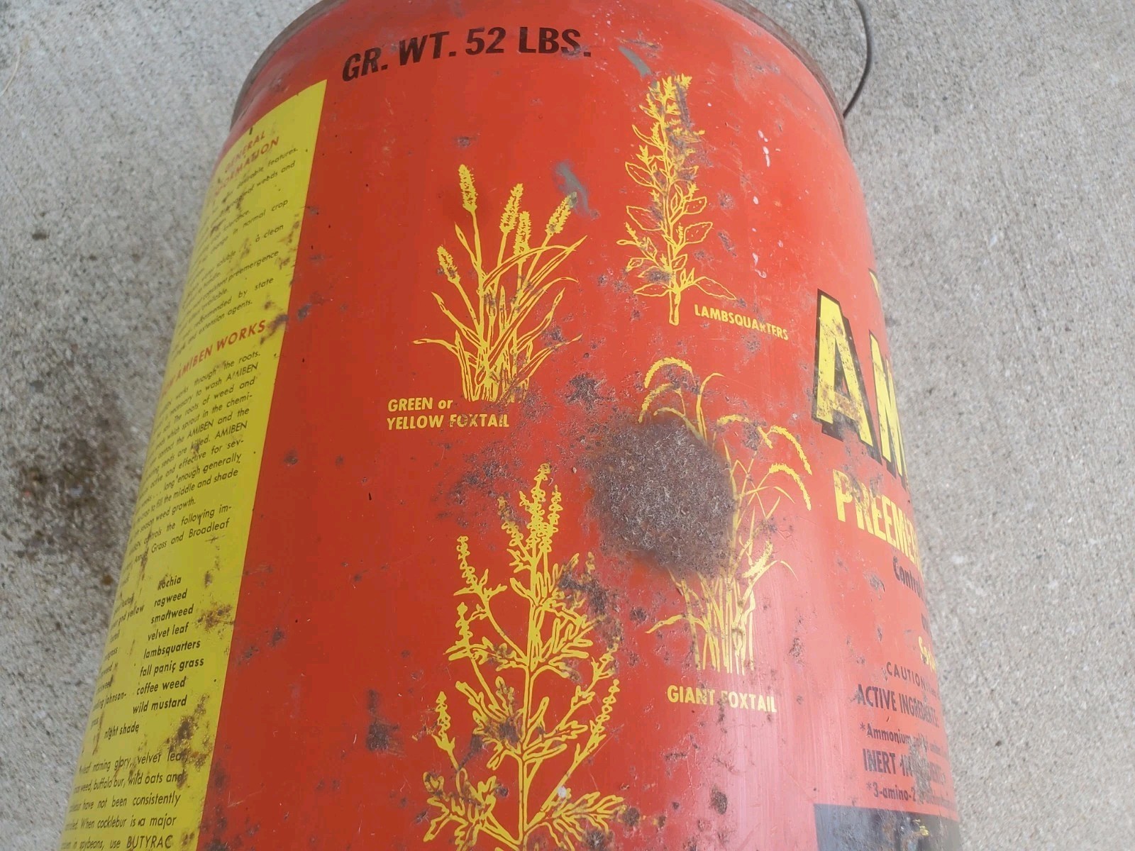 5 Gallon Metal Can Amiben Herbicide No Lid Soybean Weed Control Farm Decor #5