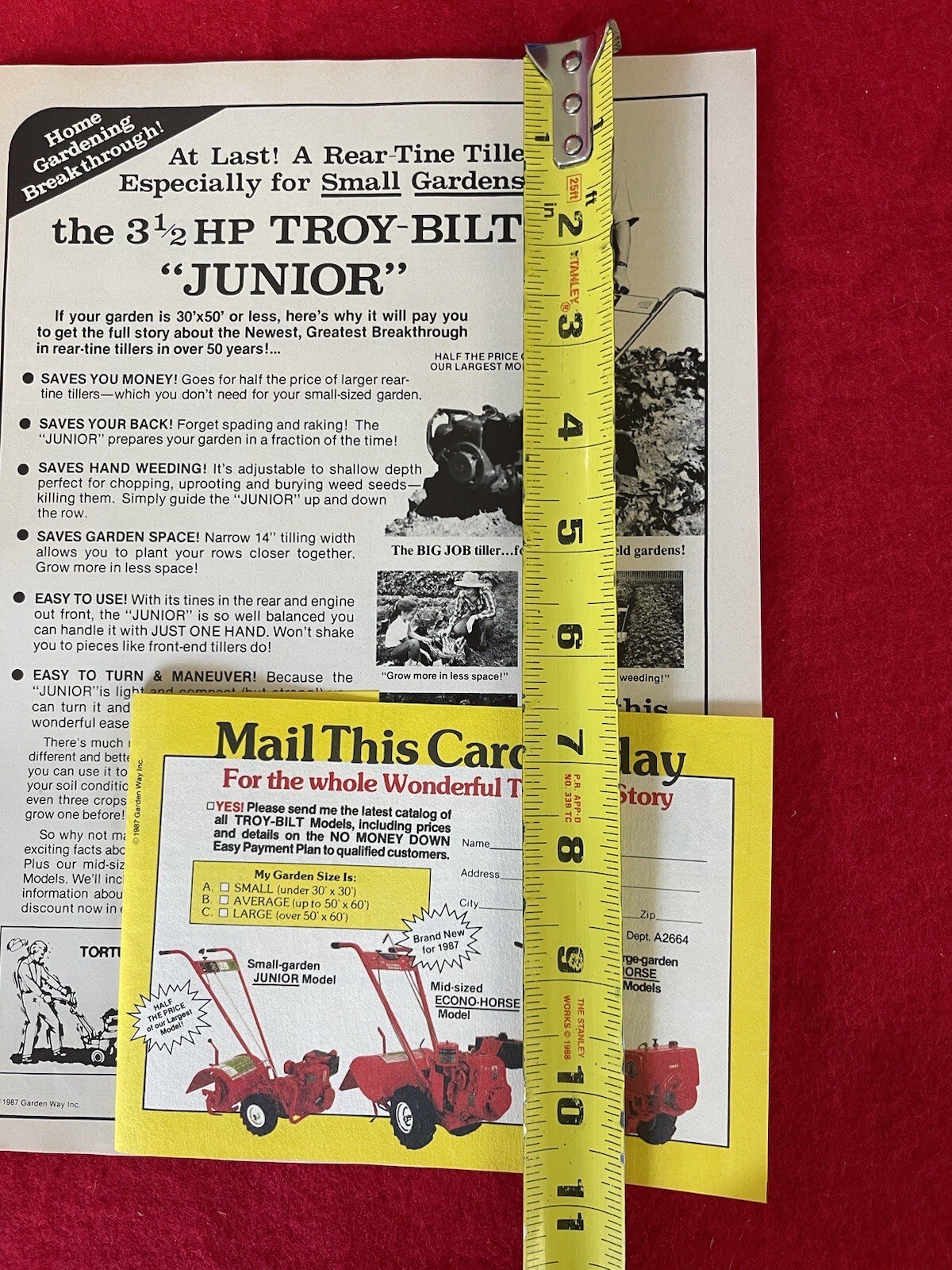 Vintage 1987 Troy Bilt 3 1/2 HP JR Tiller Print Ad