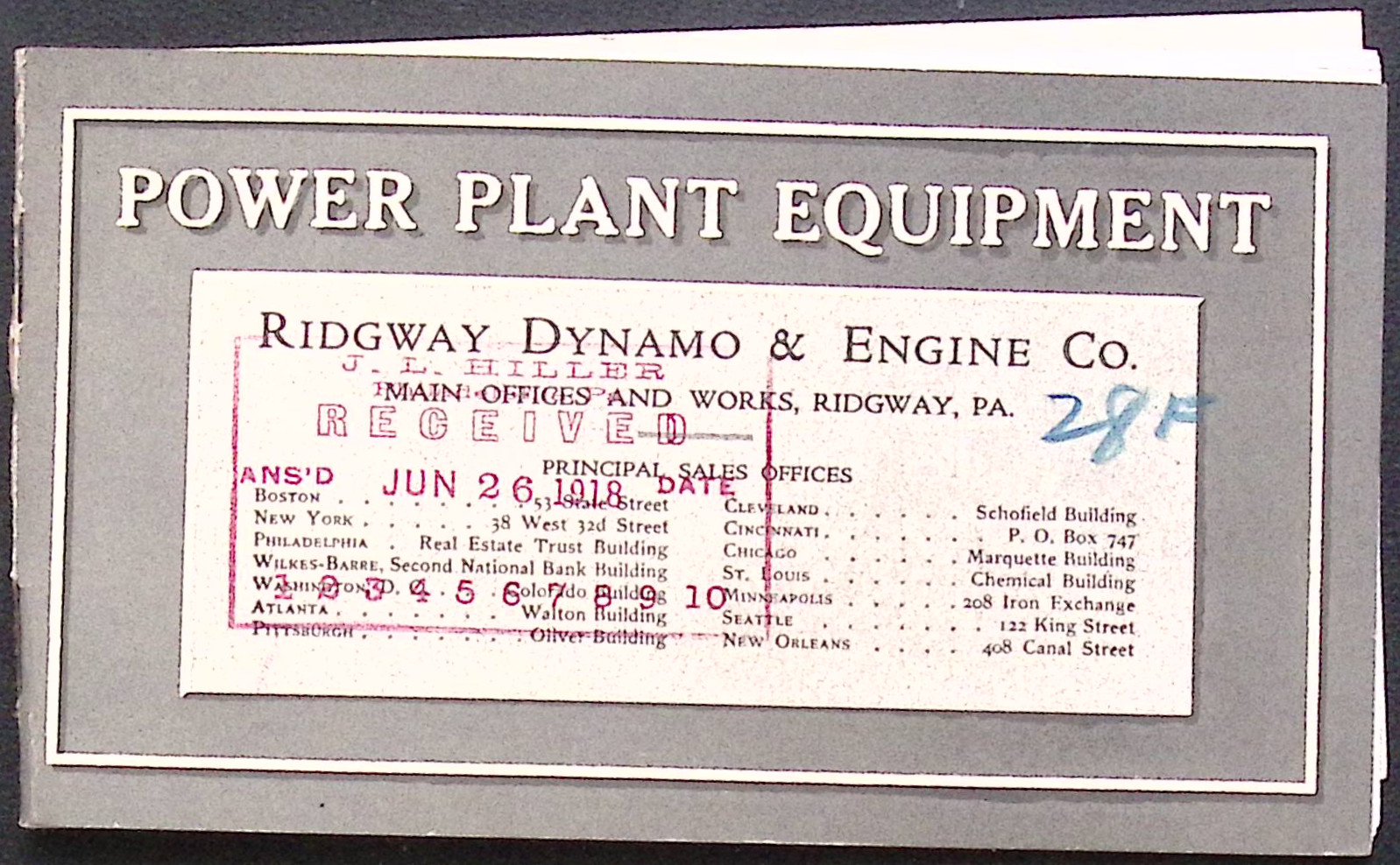 Ridgeway Dynamo and Engine Co. Power Plant Equipment brochure