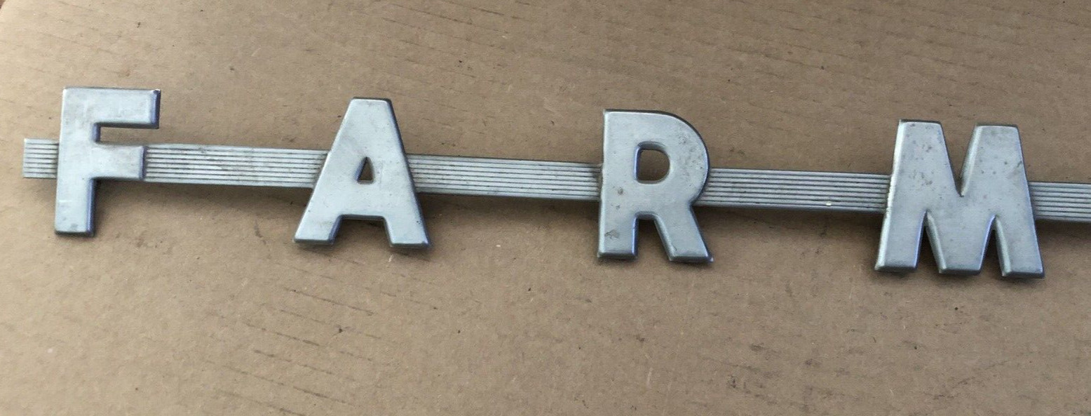 Vintage IH FARMALL Tractor Aluminum Metal Emblem Script INTERNATIONAL HARVESTER