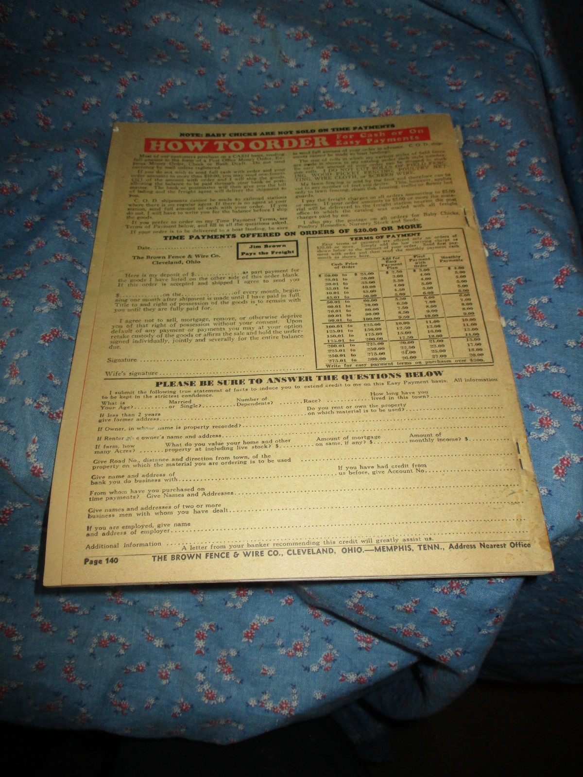 Catalog Jim Browns 1936 Bargain Book The Brown Fence & Wire Co Cleveland Memphis