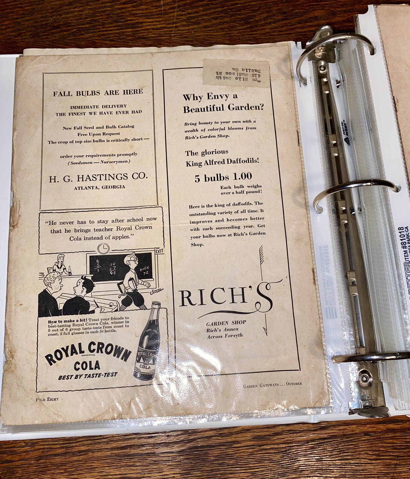 Vintage Collection of “Garden Gateways” Garden Club Of Georgia Advertisement.