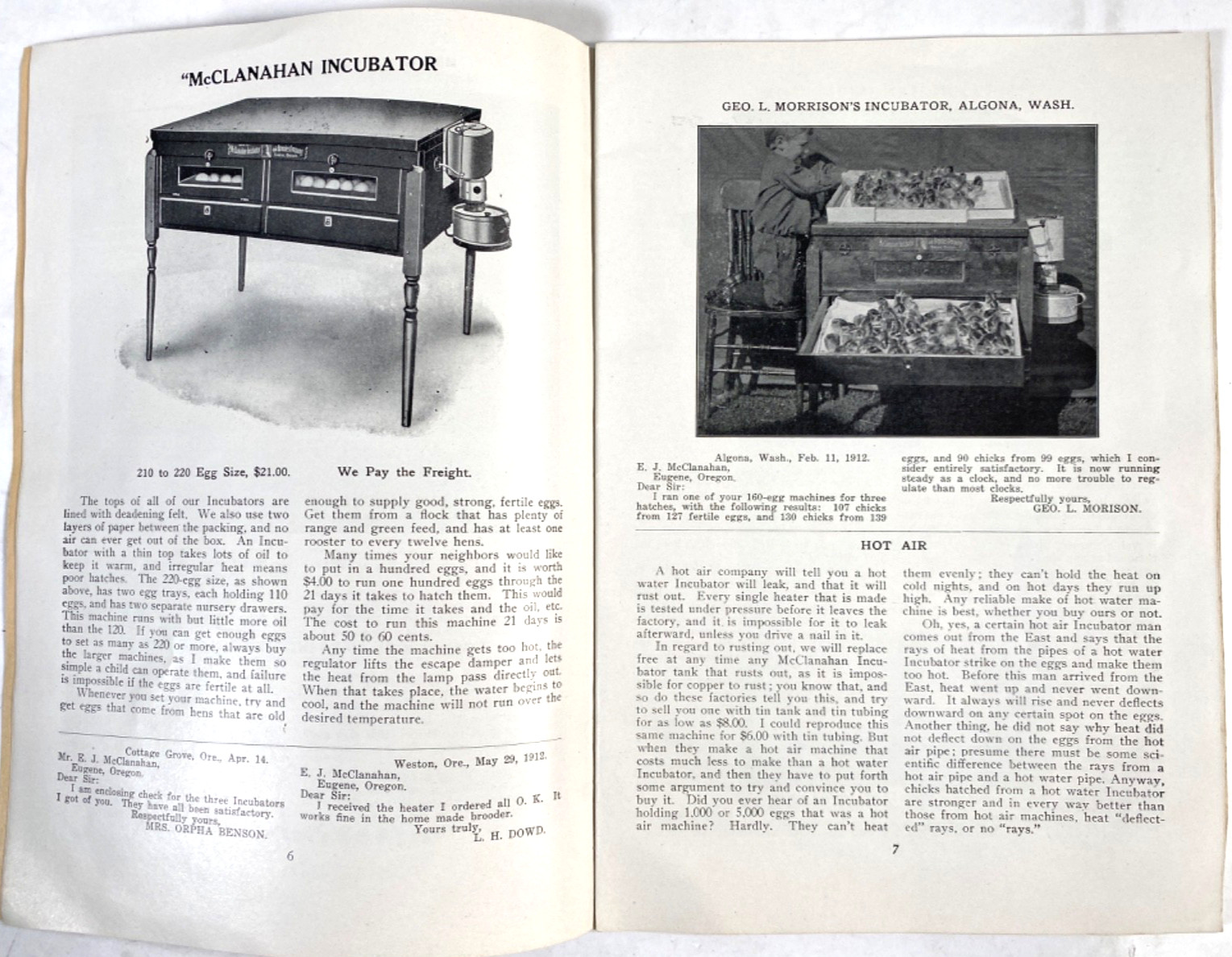 1912 McCLANAHAN INCUBATOR CO. antique poultry supplies catalogue EUGENE, OREGON