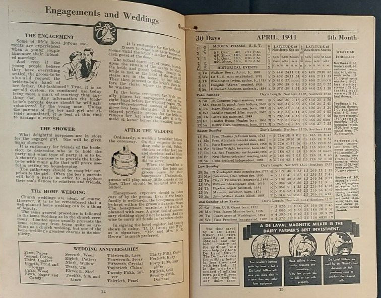 1941 De Laval Handy Reference Yearbook Farm Dairy Cream Separator Schlosser Indy