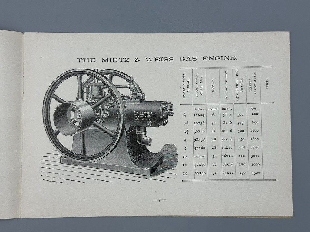 1901 MIETZ & WEISS Gas and Kerosene ENGINES CATALOG Antique Advertising