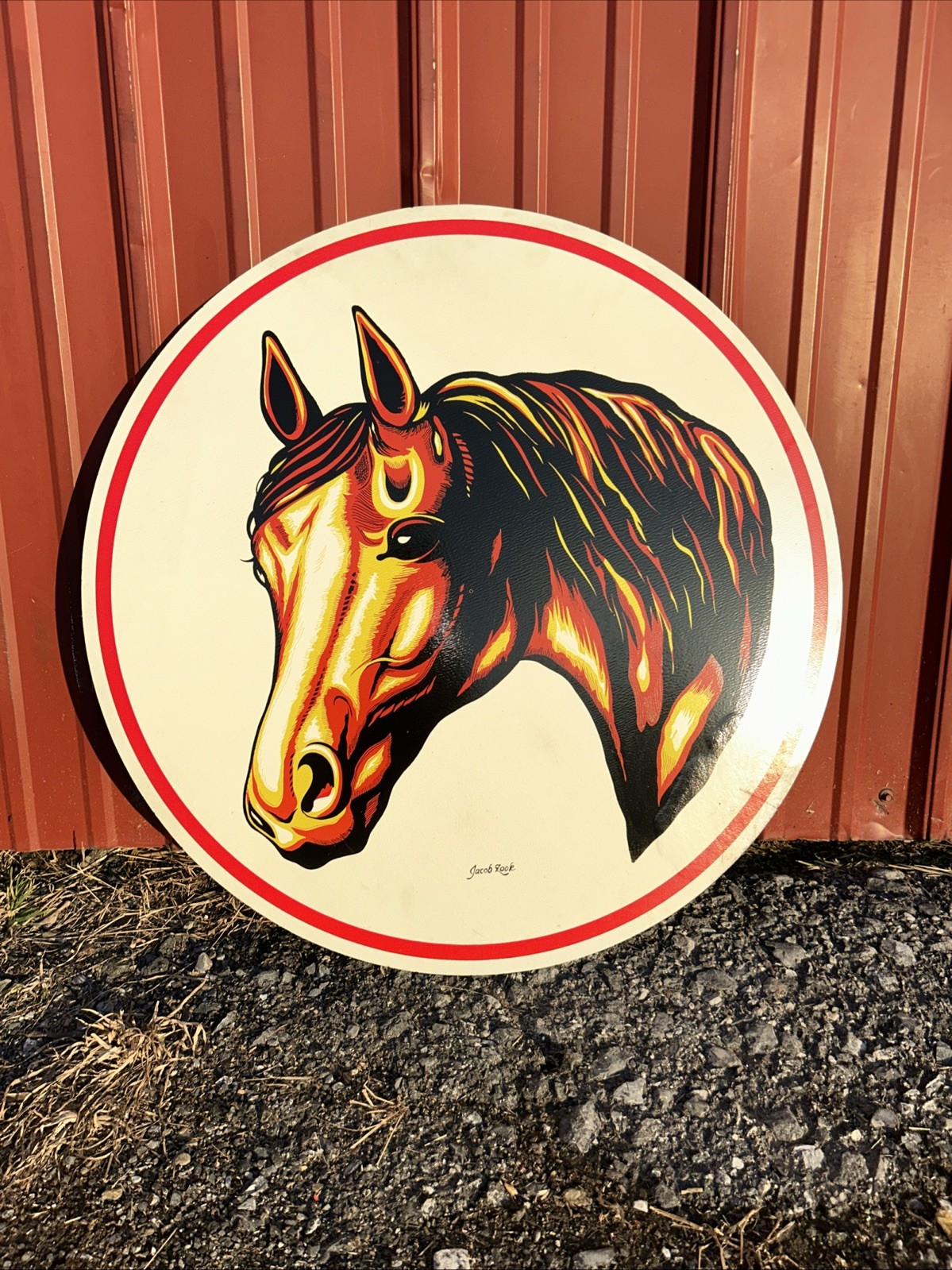 Large 24” Horse Head Hex Sign Jacob Zook Lancaster PA Barn Folk Art Masonite