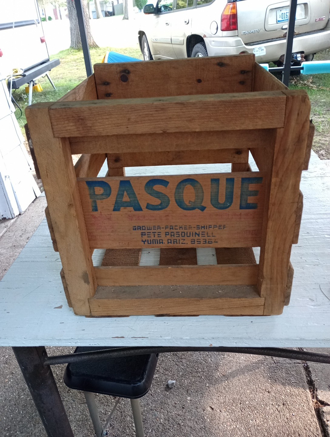 Vintage Wooden Crate – Pasque – Grower Packer Shipper – ZUMA ARIZONA 17x14x14&Prime;