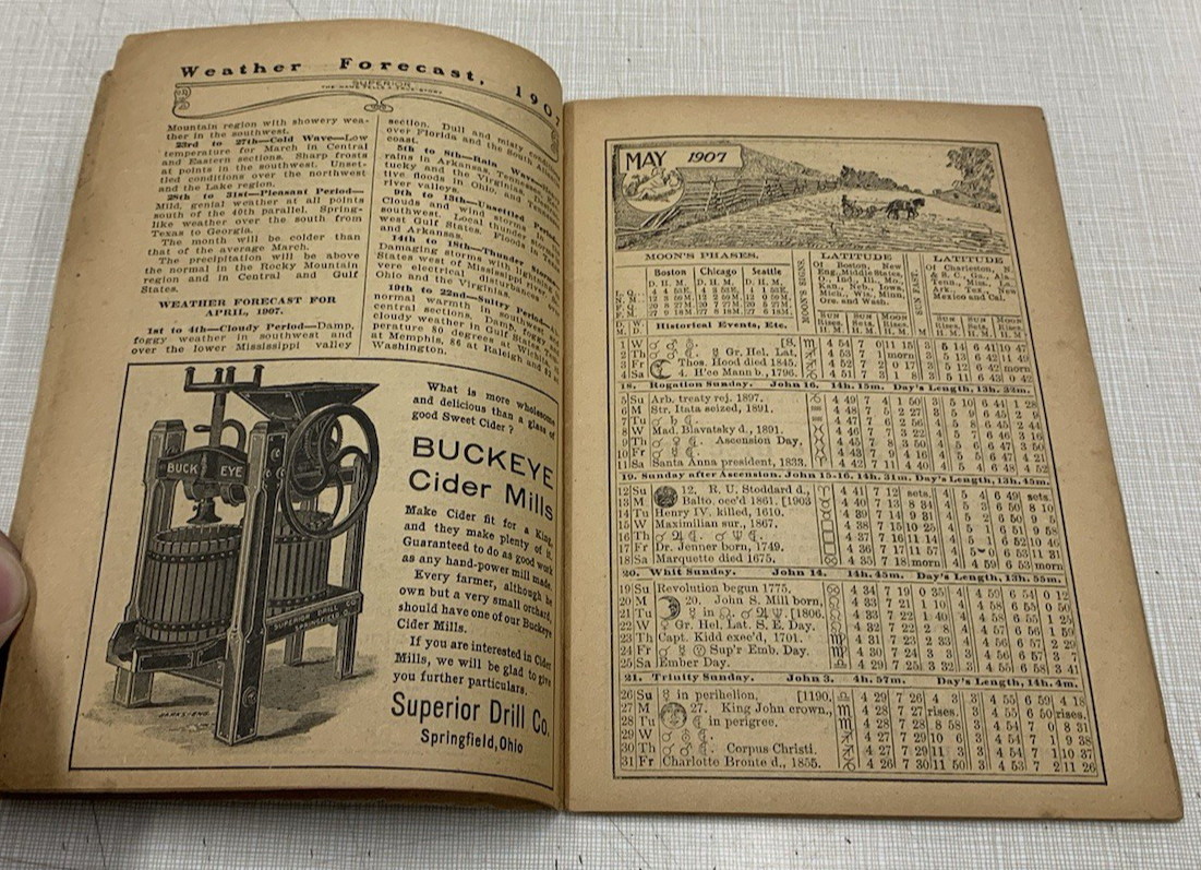 Superior 1907 Almanac Grain Drill American Seeding Co. Springfield Ohio Plows