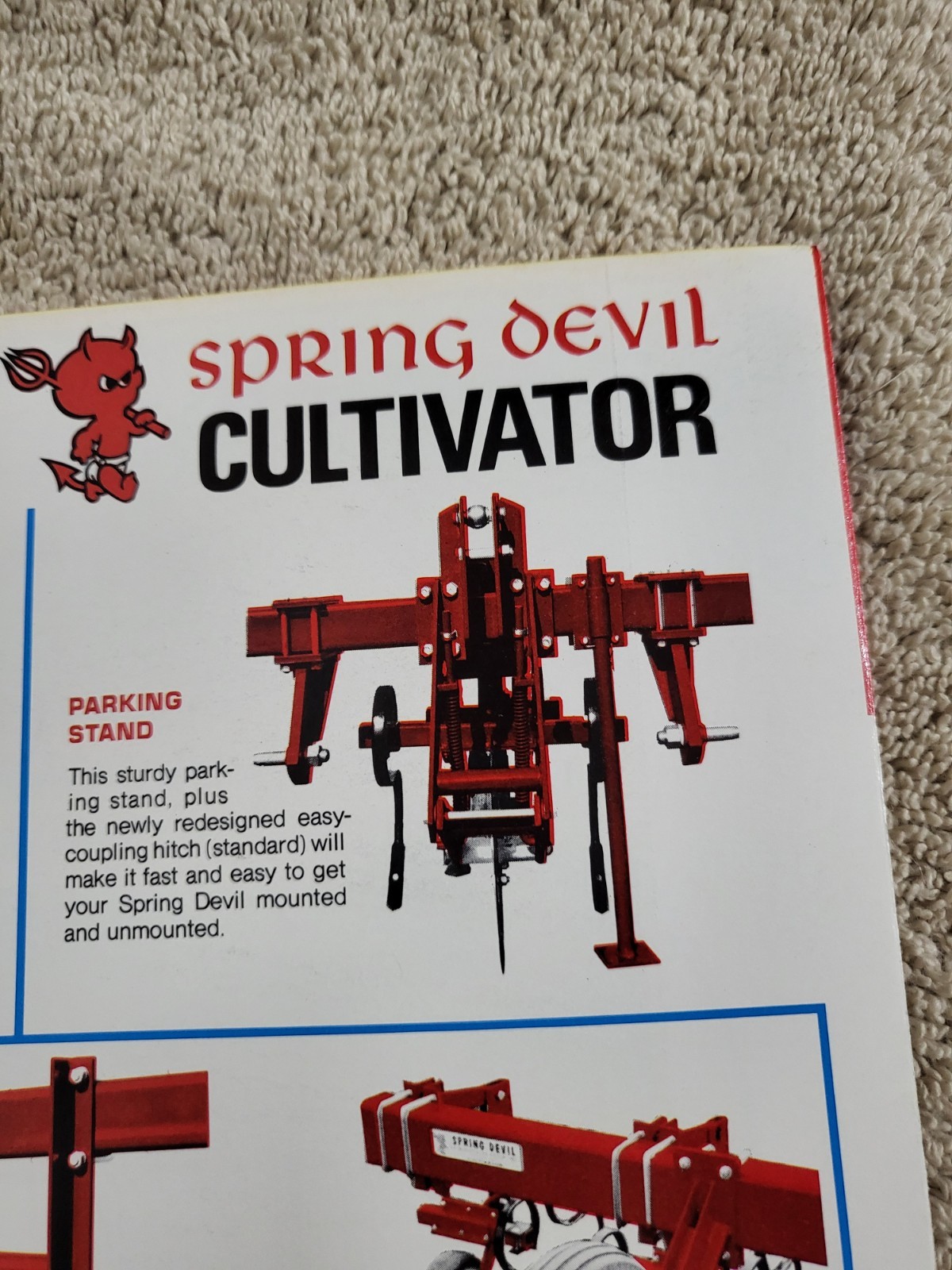 BROCHURE 1970s Spring Devil Spring-Tine Tractor Cultivator Lake View IA. AG Farm