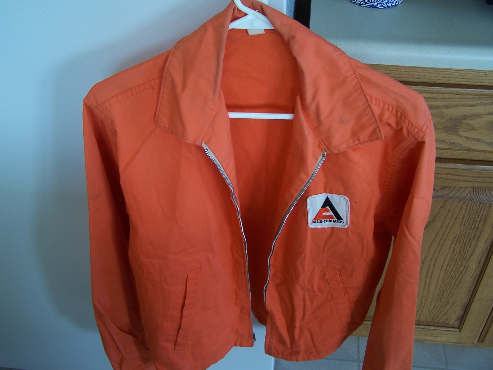 Allis Chalmer Orange Long Sleeve Vintage tractor Jacket Medium Heavy Shirt M