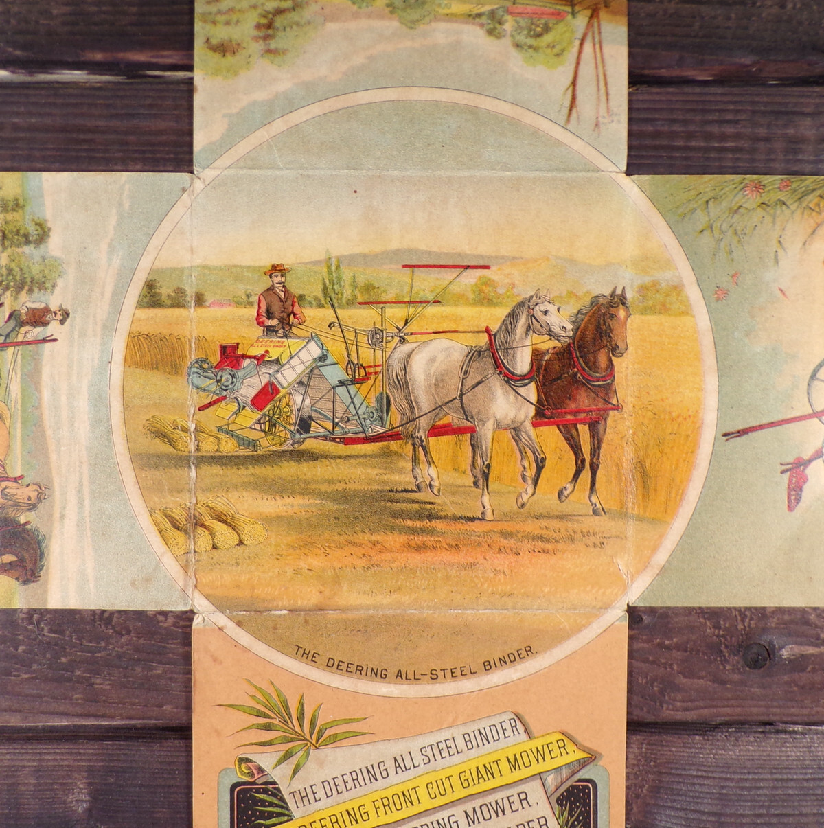 McCormick DEERING MOWER REAPER BINDER FOLD OUT Vintage Farm Victorian Trade Card