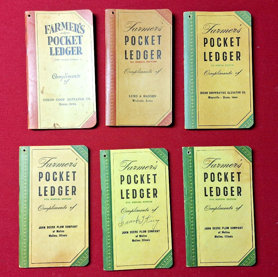 Lot Of 6 John Deere Farmer&rsquo;s Pocket Ledger 1940&rsquo;s – 1950&rsquo;s