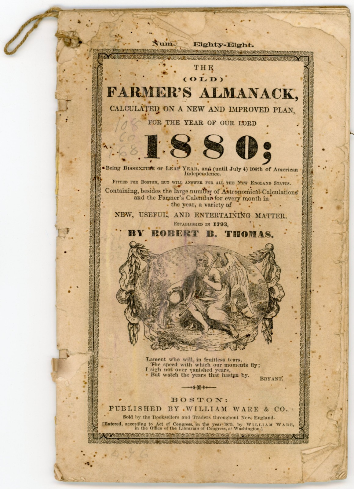 1880 Robert Thomas Farmer&rsquo;s Almanack William Ware 10