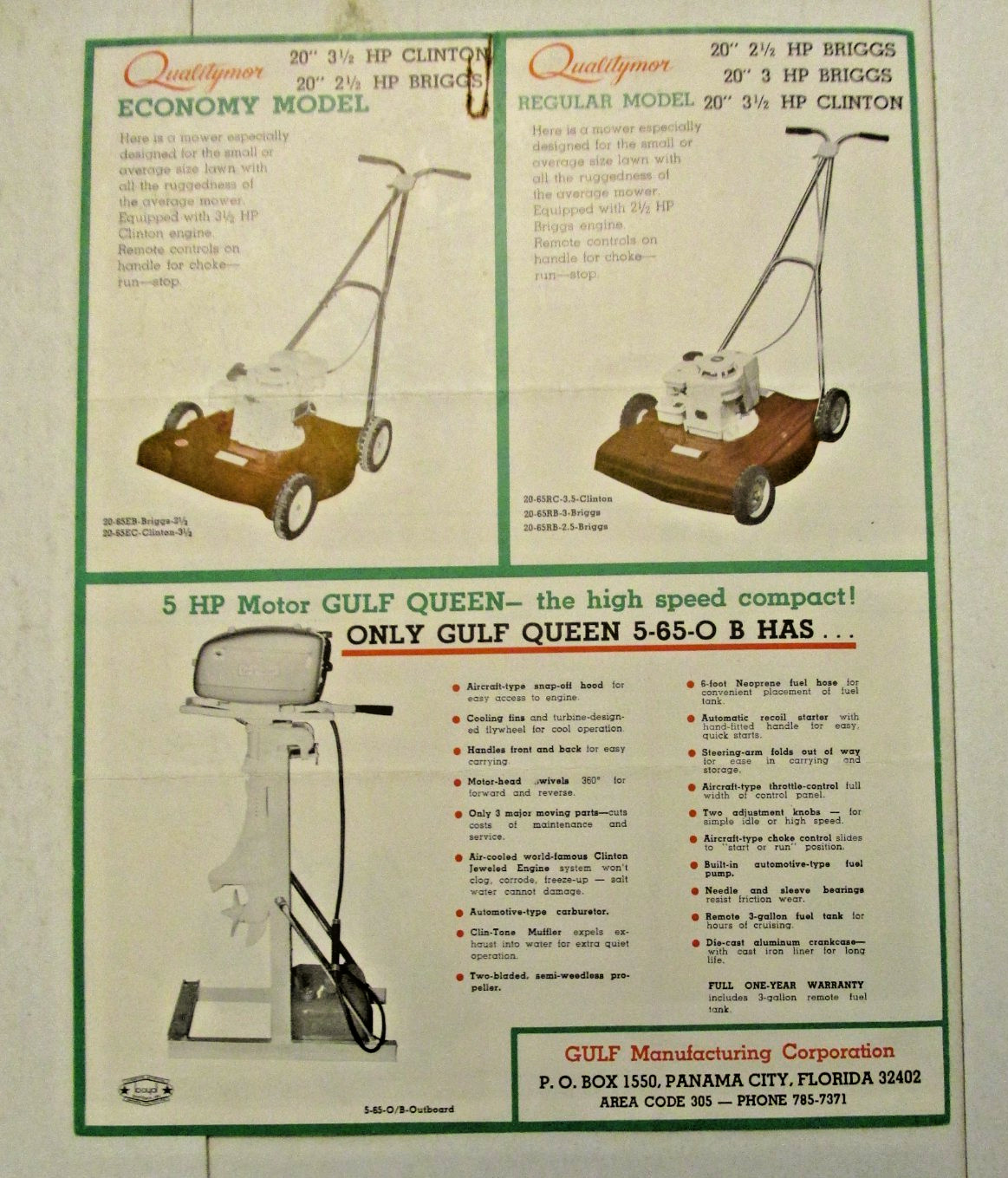 VTG Gulf Qualitymor Power Lawn Mowers Sales Brochure 2p