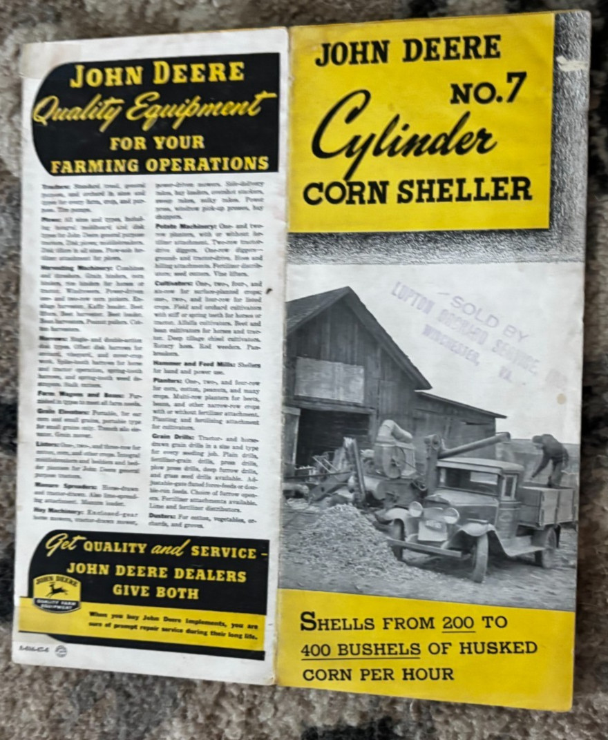 John Deere No. 7 Cylinder Corn Sheller For 1947 Brochure DCPA26