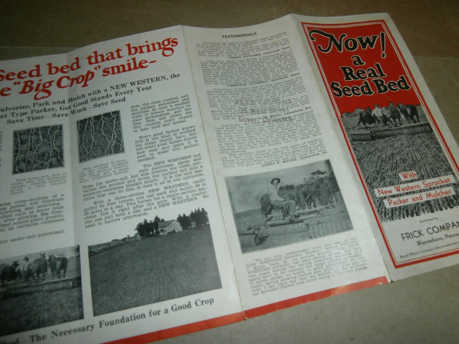 Vintage New Western Sprocket Packer Mulcher Brochure Frick Co Waynesboro PA