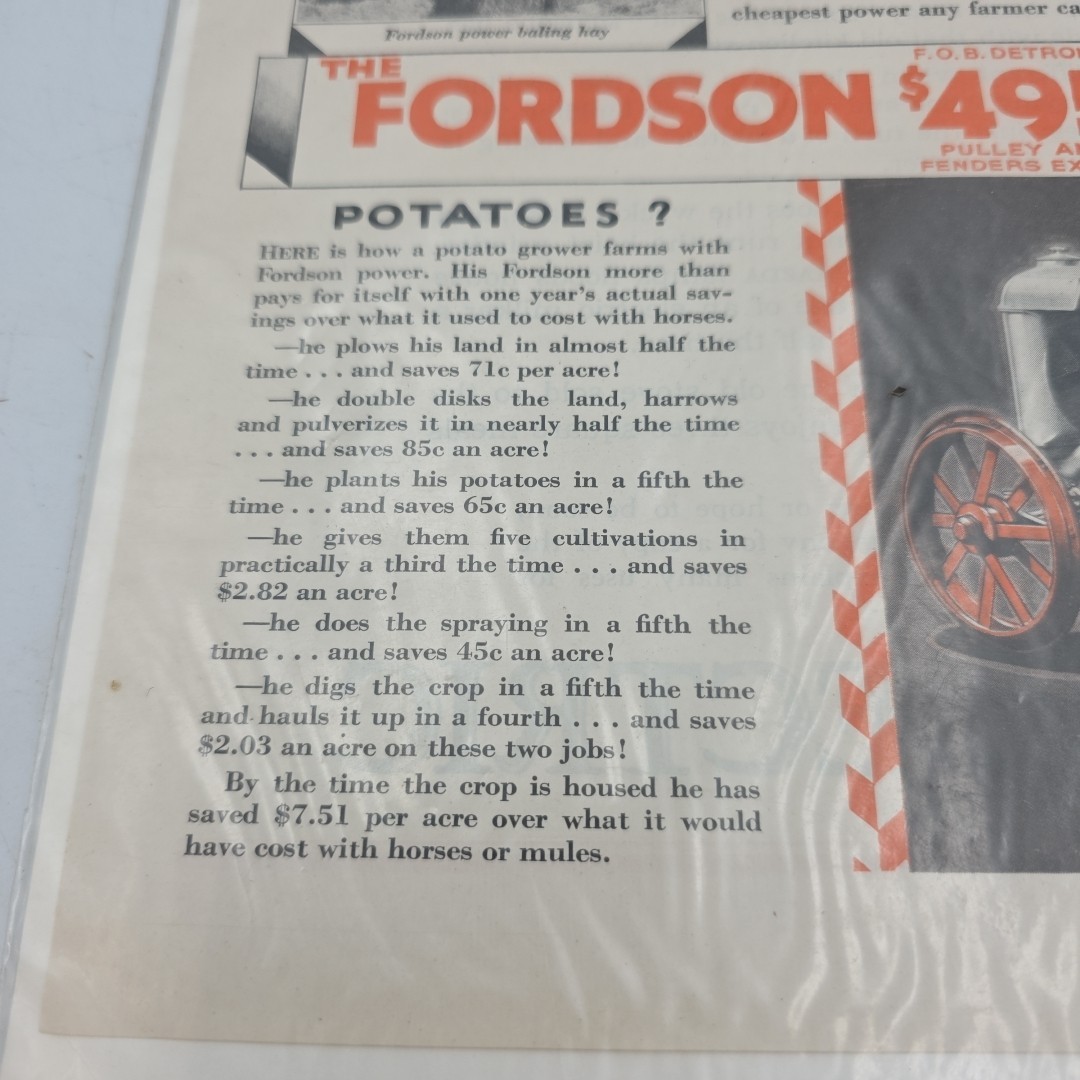 1927 FORDSON TRACTOR FARM CONSTRUCTION PLOW HAY BAILER ENGINE DETROIT 20847
