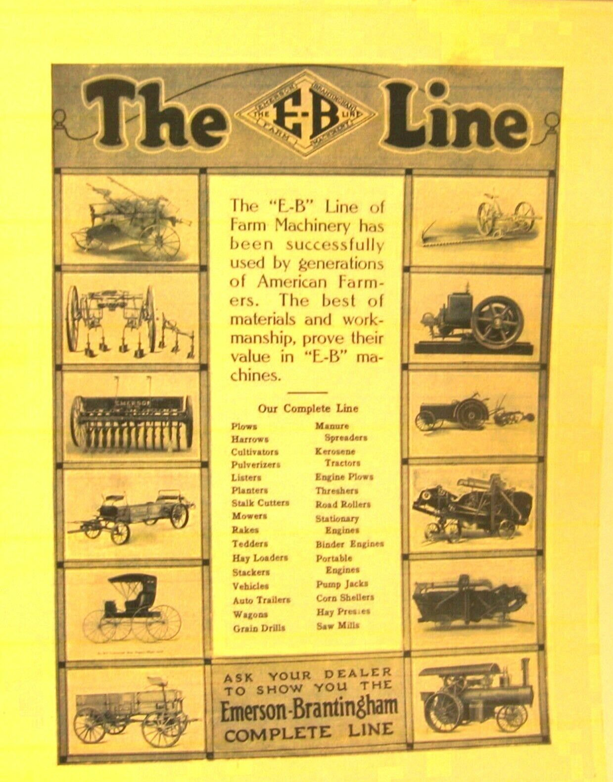 Emerson-Brantingham Implm.Model AA–S.A.E. Rating Kerosene Tractors E-B 12-20