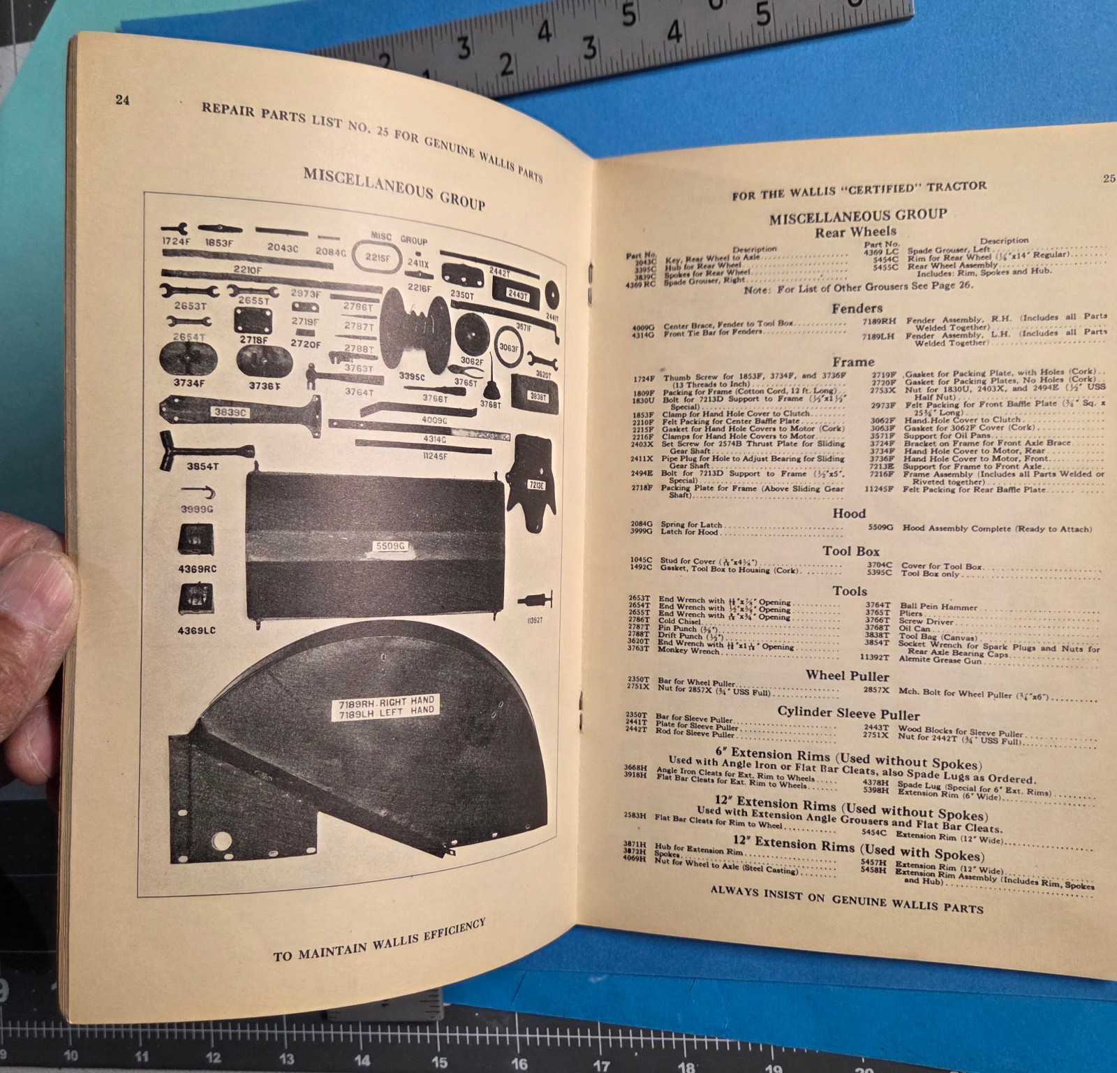 Antique Wallis Tractor Manual Parts List Catalog Massey Harris 1937