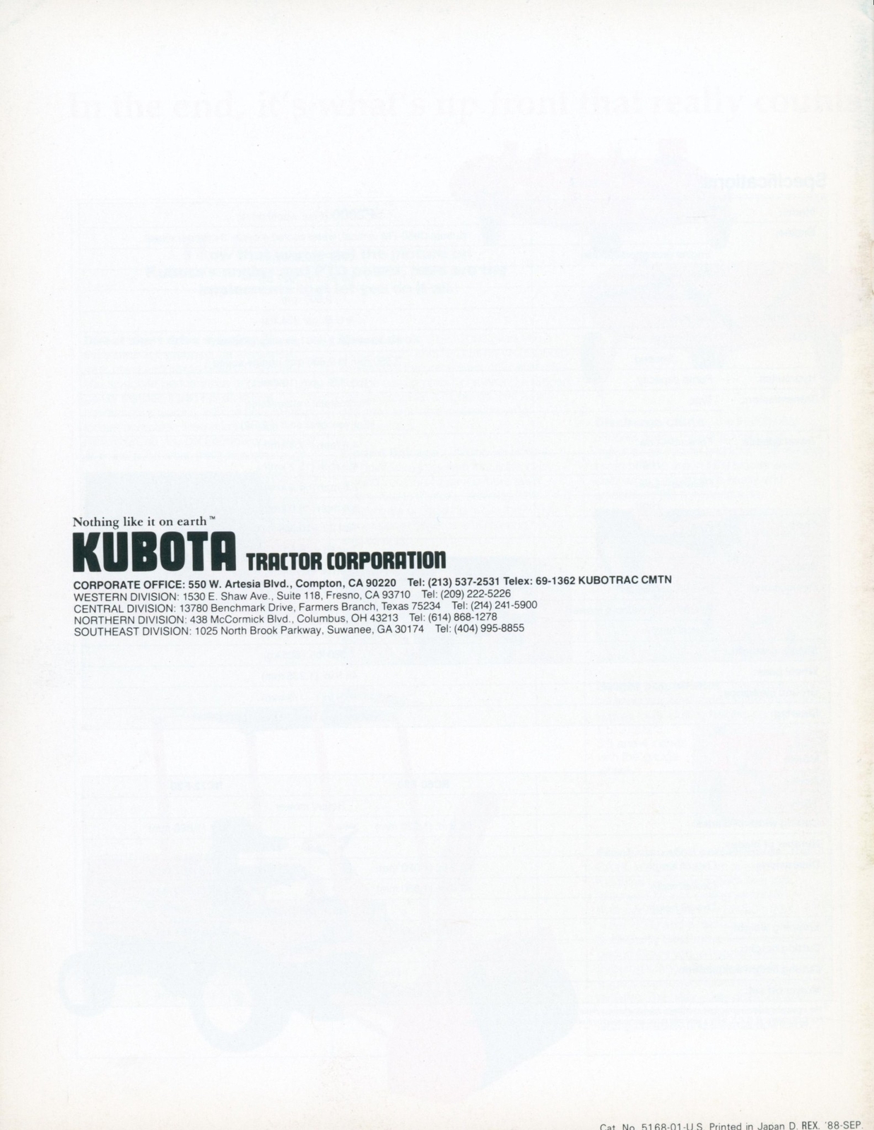 1988 Kubota F2000 Diesel Front Mower Original Glossy Dealer Brochure Tractor Mow