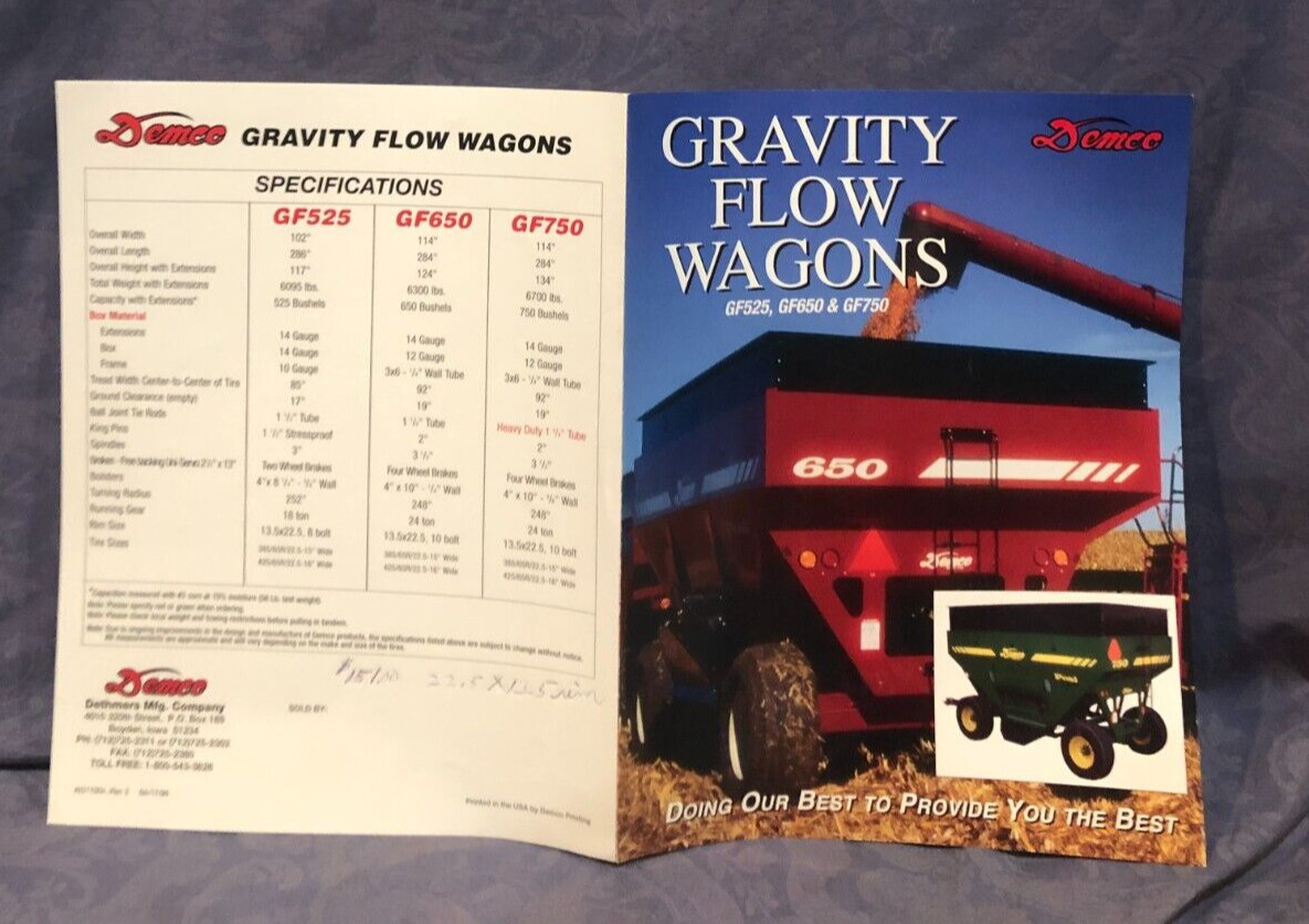 Demco Gravity Flow Wagons GF525, GF650 & GF750 Sales Brochure