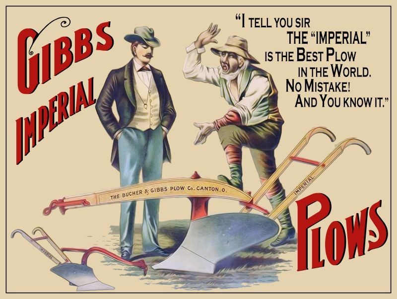 Bucher & GIBBS Imperial Plow of Canton, OhiO NEW METAL SIGN: 9×12&Prime; Free Ship