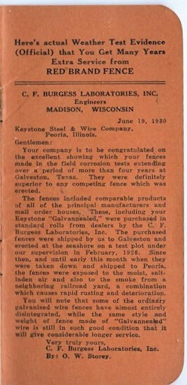 1930 Square Deal « Red rand » Fence Advertising Memo Book