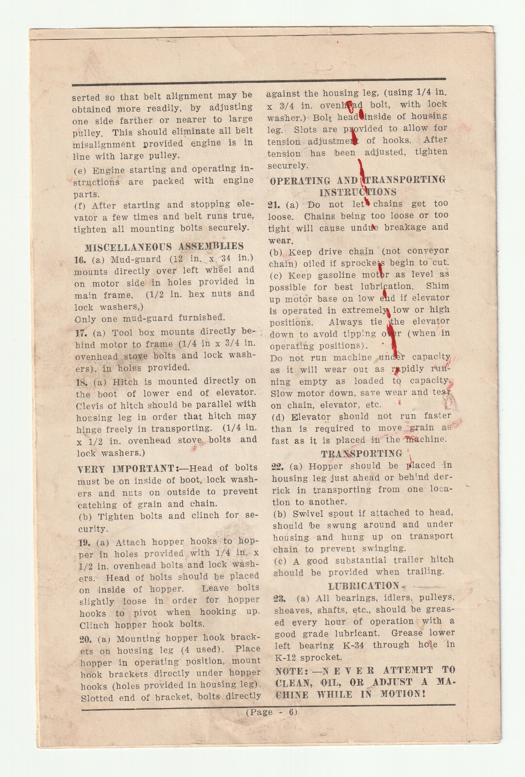 Koyker Mfg. Co., Hull, Iowa, IA – Lot of Instructions for Agricultural Equipment