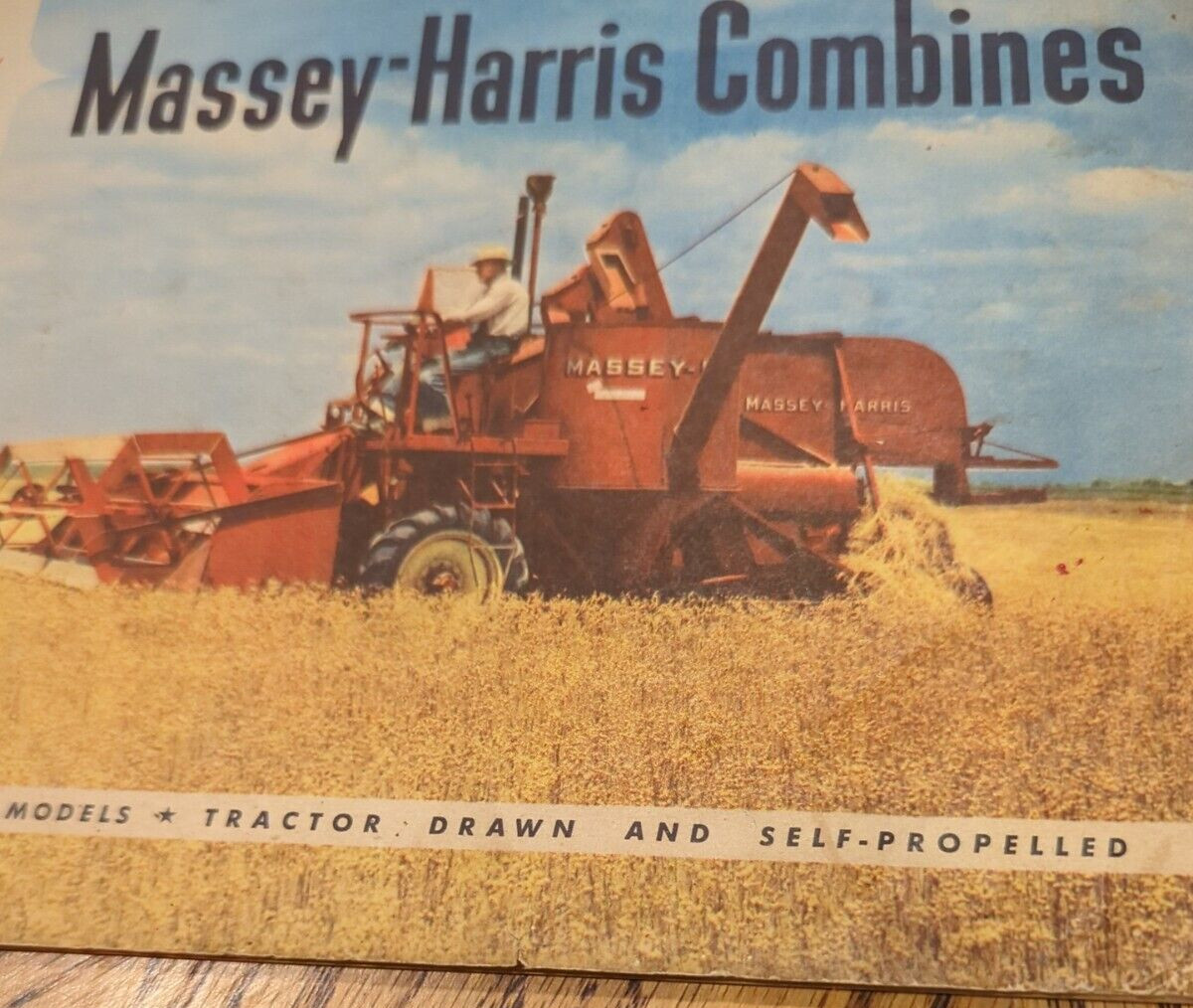Massey Harris 1950&rsquo;s Combine Sales Booklet Full Color Lot Of 2 Combine Pts &Man