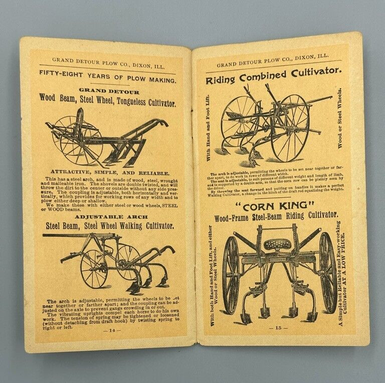 1895 GRAND DETOUR PLOW Co FARM Machinery Pocket Memo Ledger DIXON Illinois Adv