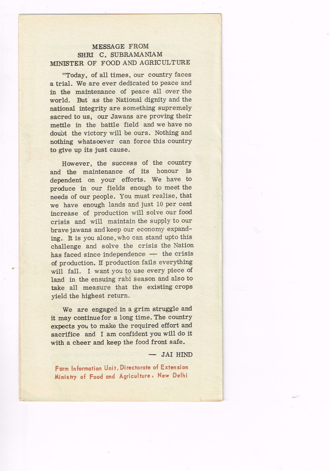 Vintage 1960s Farm Brochure New Delhi India Young World Appeal Messages