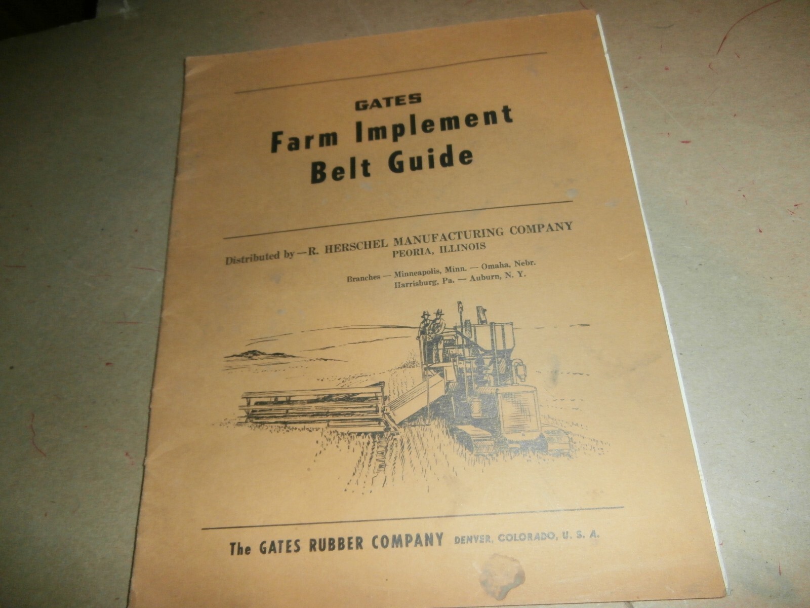Vintage 1943 Gates Farm Implement Belt Guide Book from Herschel