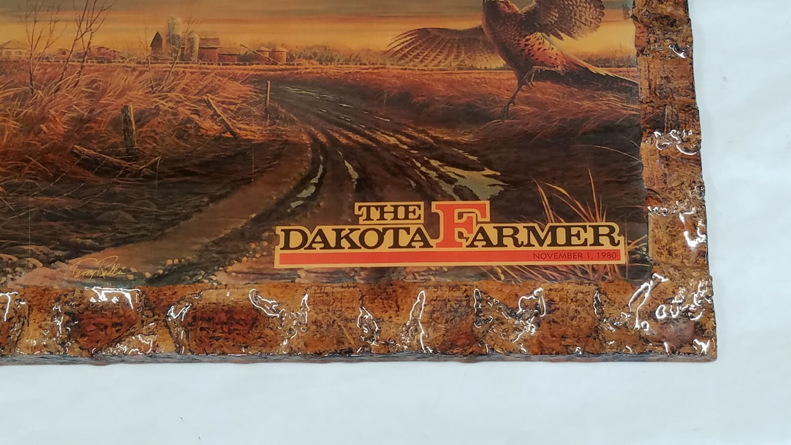 The Dakota Farmer ~Terry Redlin Pheasant Farm Scene Decoupage Paper Print ~1980