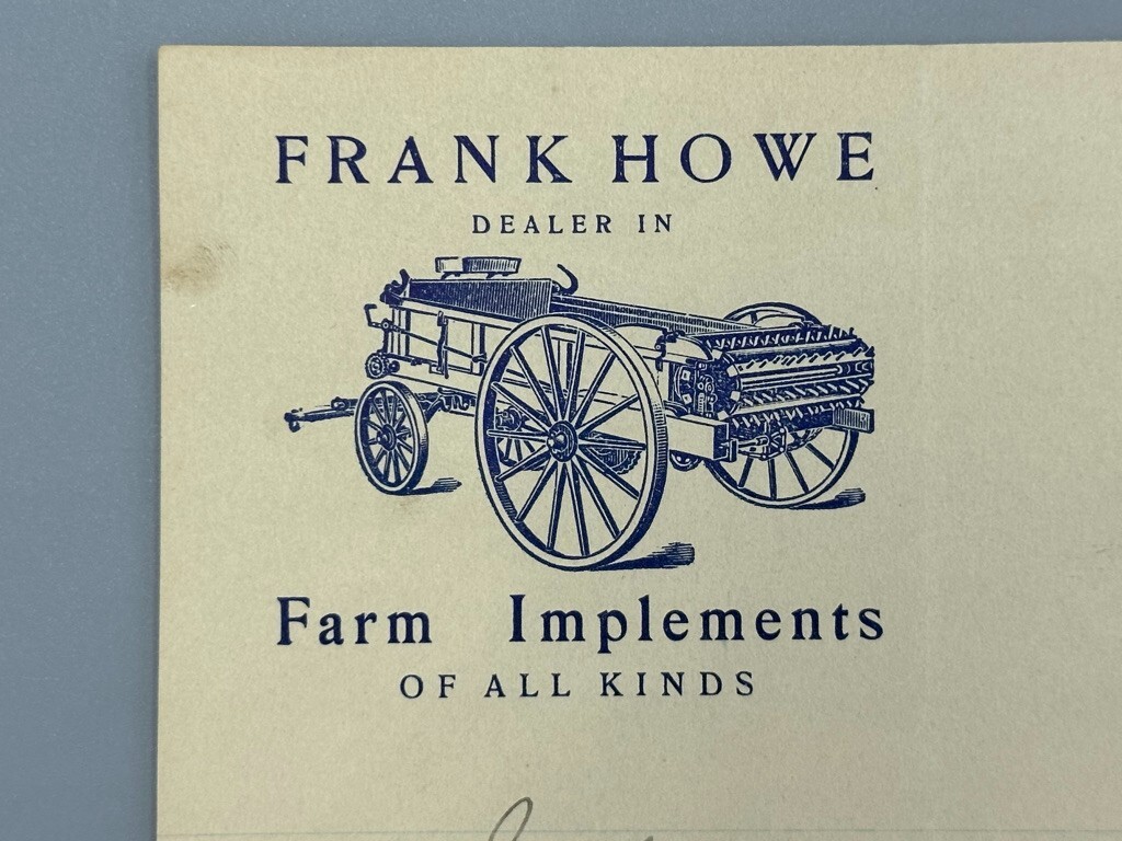 1908 FARM IMPLEMENTS Frank Howe Machinery Advertising Letterhead POLAND NY