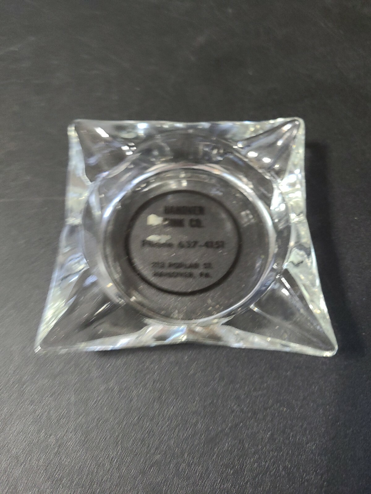 Vintage Hanover Junk Co. Glass Ashtray York Pa